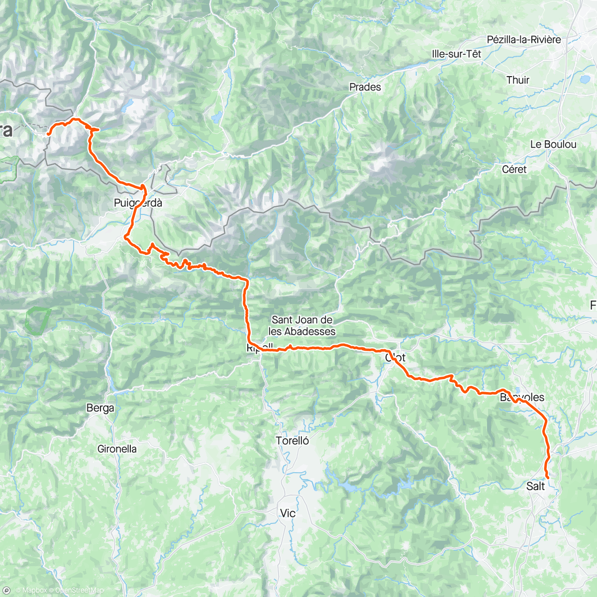 Map of the activity, Andorra ~> Girona