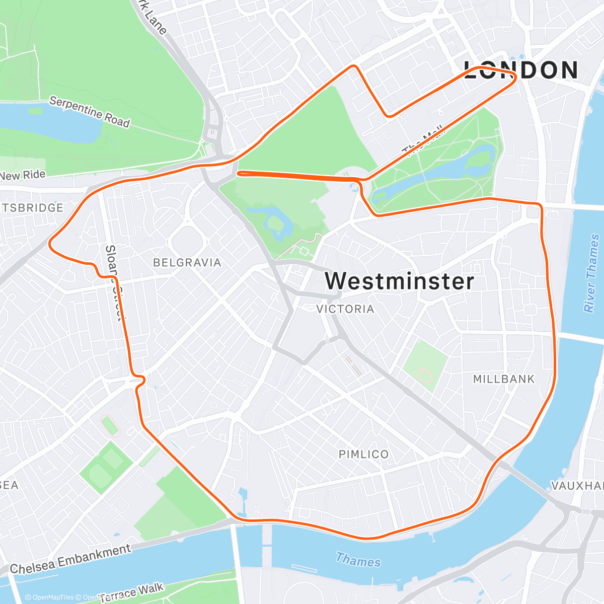 Map of the activity, Zwift - Pacer Group Ride: Greater London Flat in London with Maria