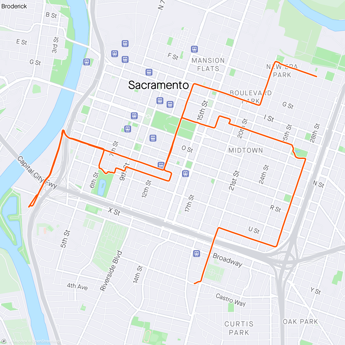 Map of the activity, SacBike Mural Tour