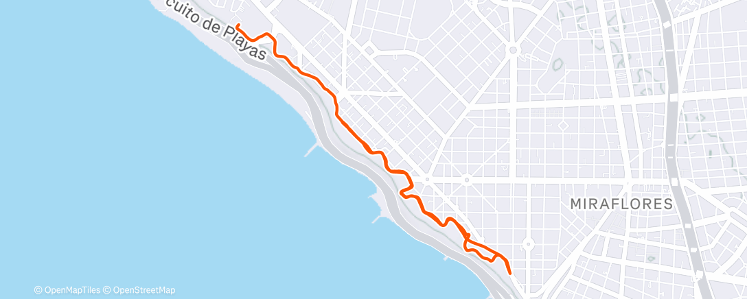 Map of the activity, 🇵🇪 LIM Malecon - Treshold Intervals (2x1200m) [Pace=4'50"]