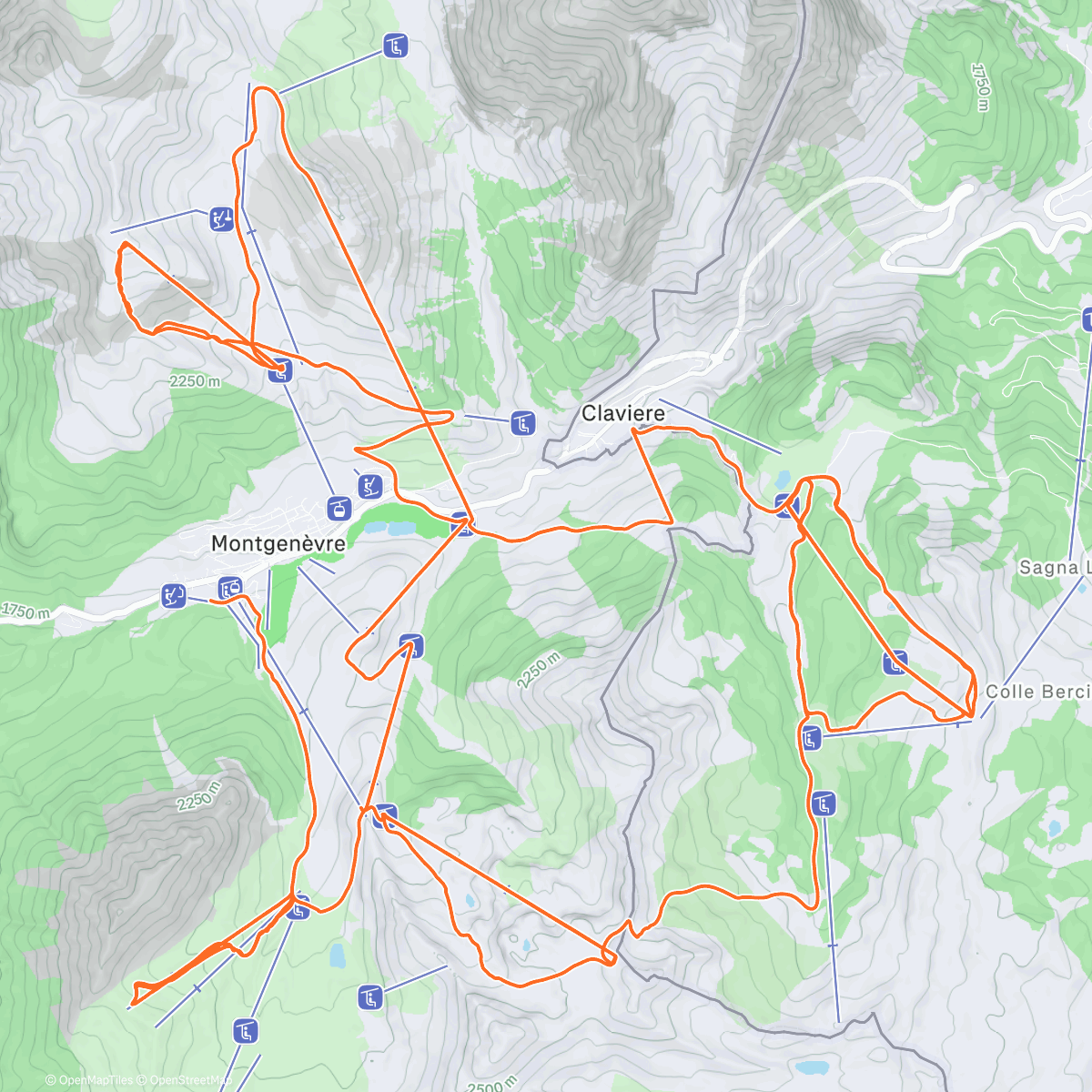 Карта физической активности (Ski à Montgenevre avec le fiston)