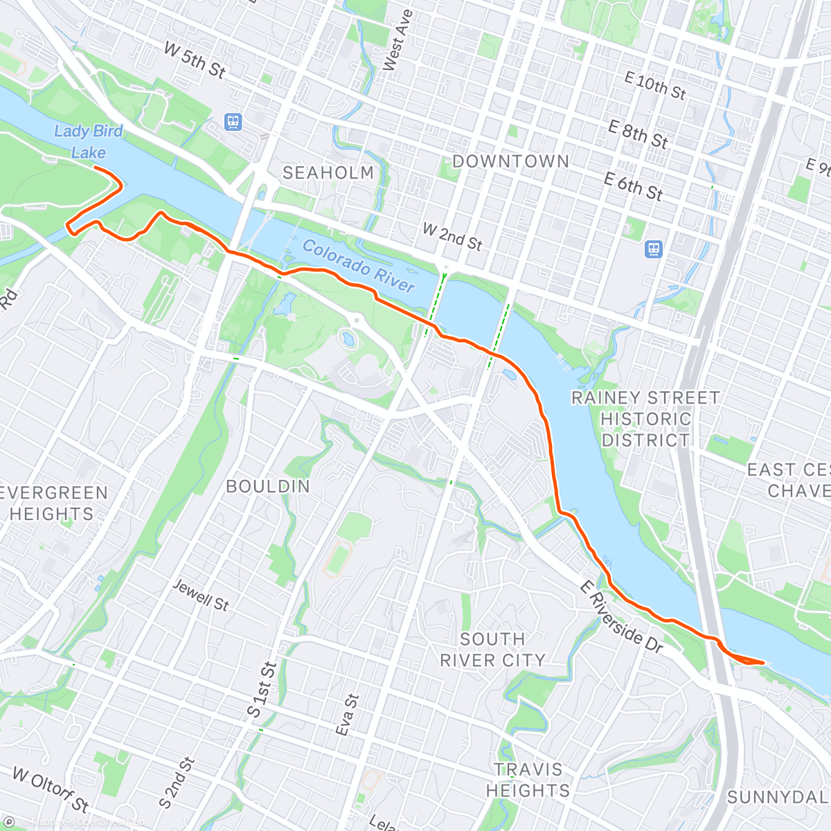 Map of the activity, Evening 10k (actually)