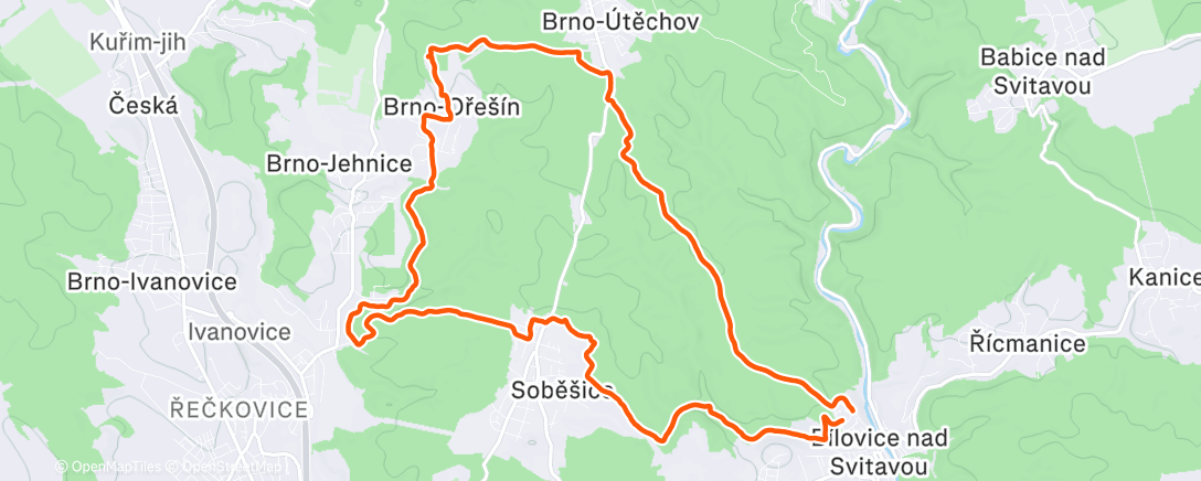 Map of the activity, Afternoon Trail Run