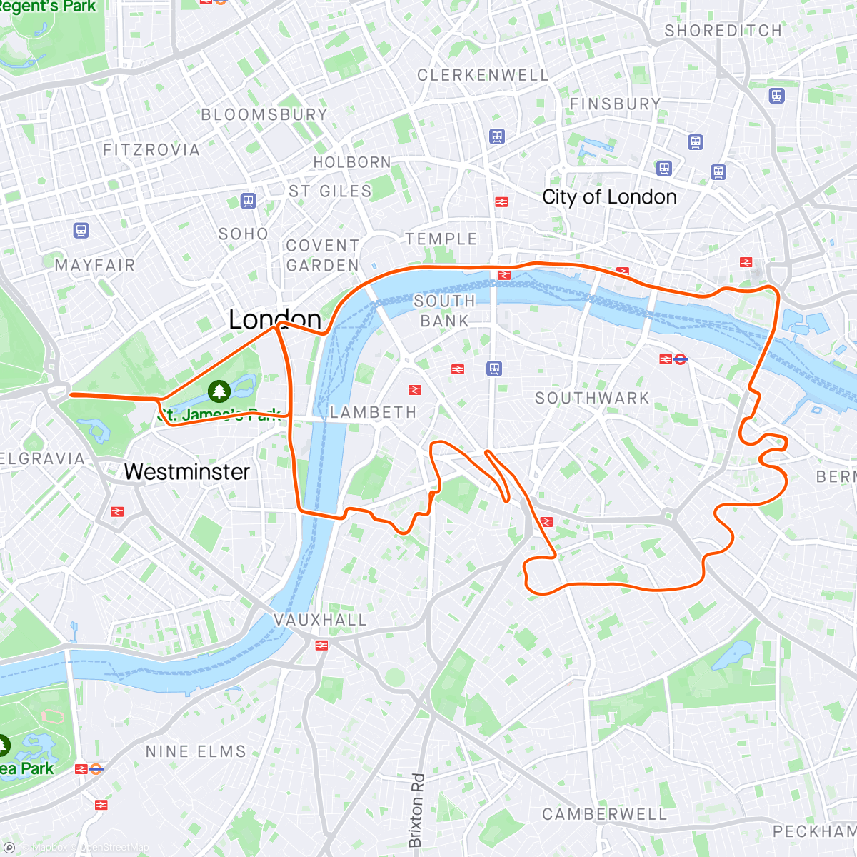 Mappa dell'attività Zwift - Endurance/Muscular Endurance in London