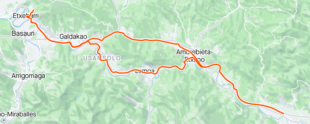 Map of the activity, Bicicleta por la tarde btt