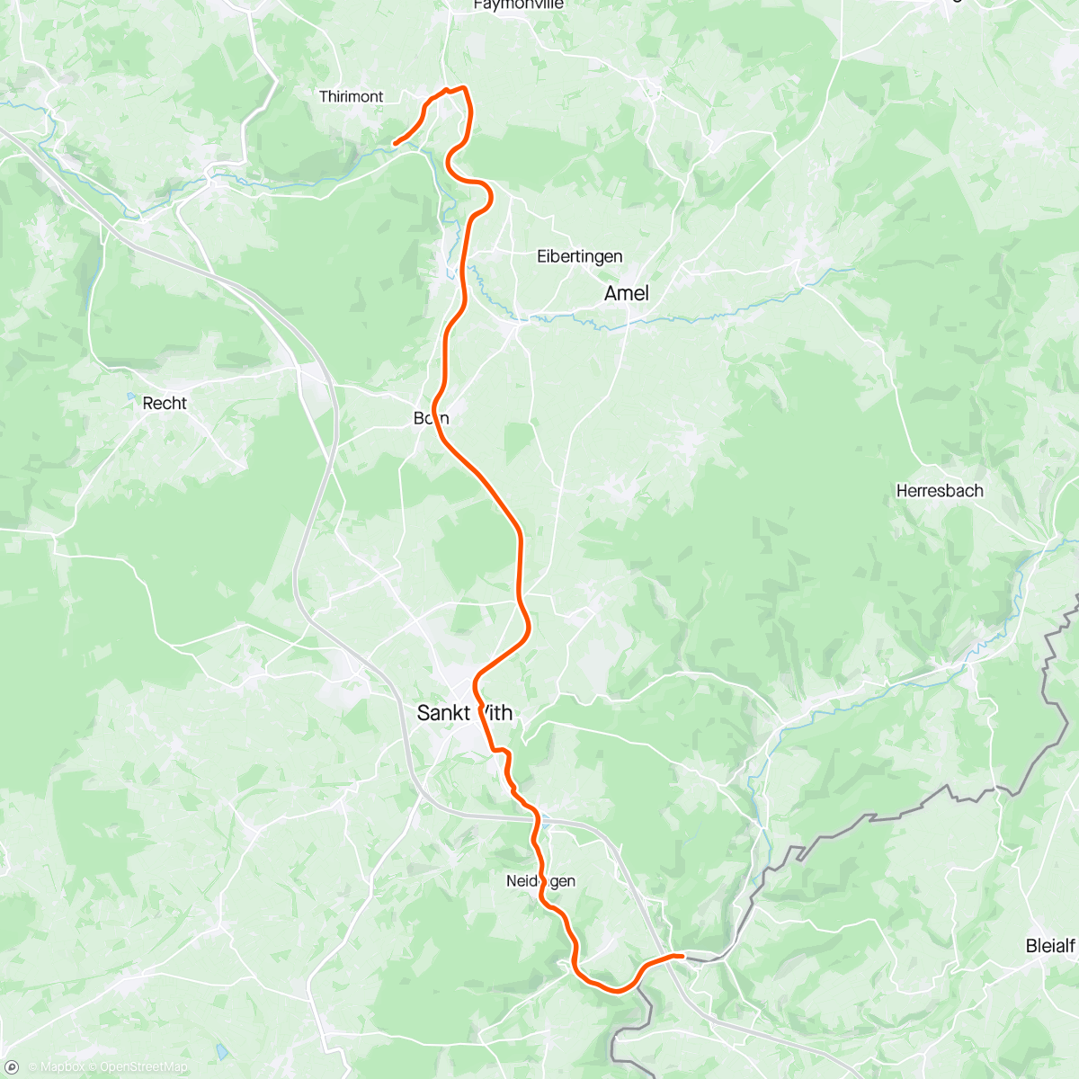 Map of the activity, Ochtendrit:  Vennbahn 
Ondenval - Steinebrück - Ondenval