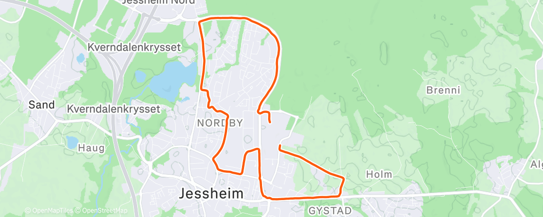 Map of the activity, Jessheim vintermaraton 10km