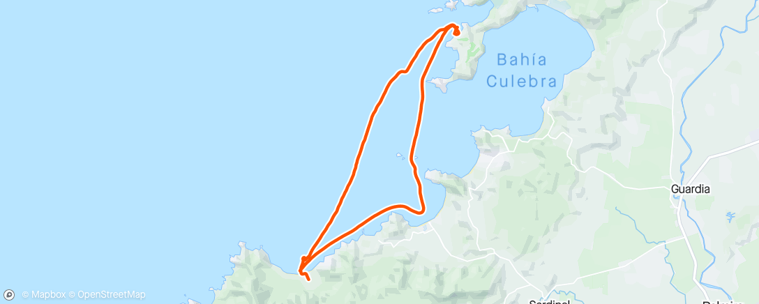 Map of the activity, Catamaran + snorkeling + open water swim