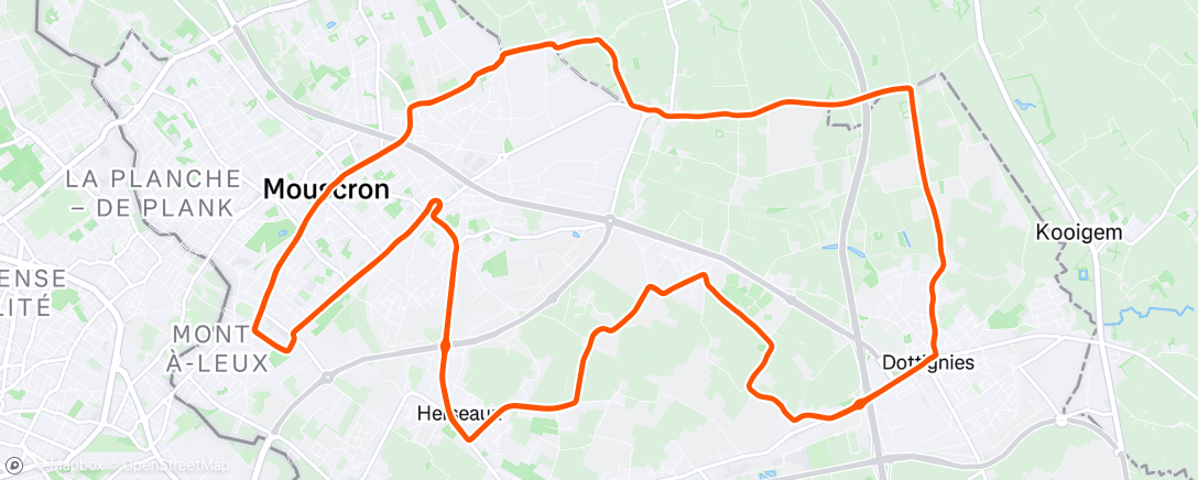 Map of the activity, UCI 1.1 Ronde van Mouscron