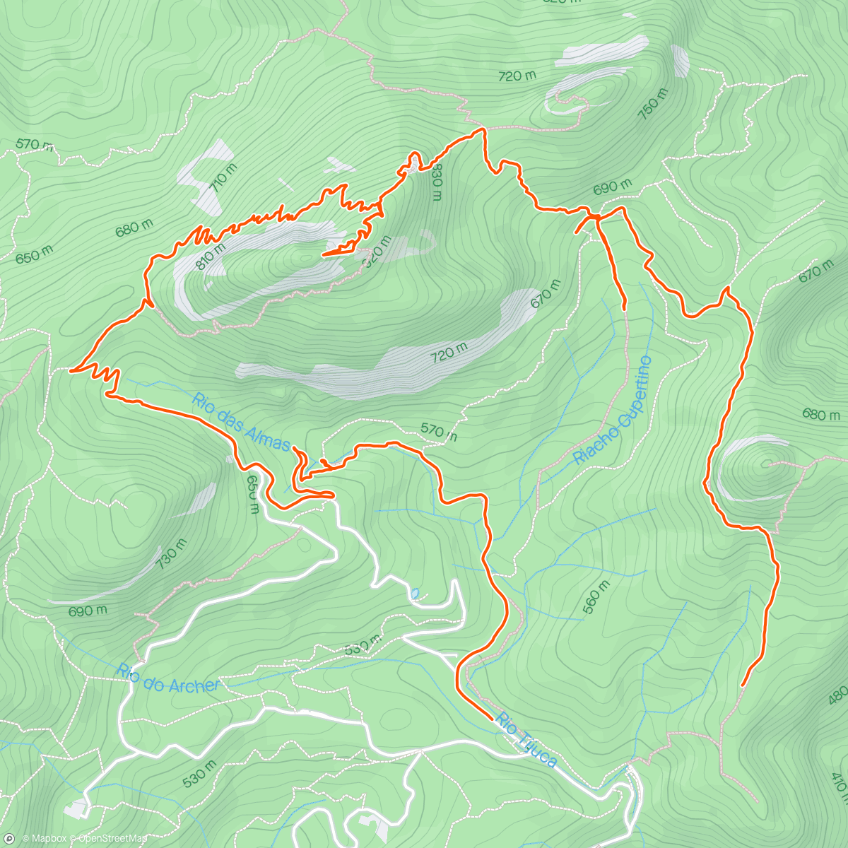 Map of the activity, hard ass mountain hike