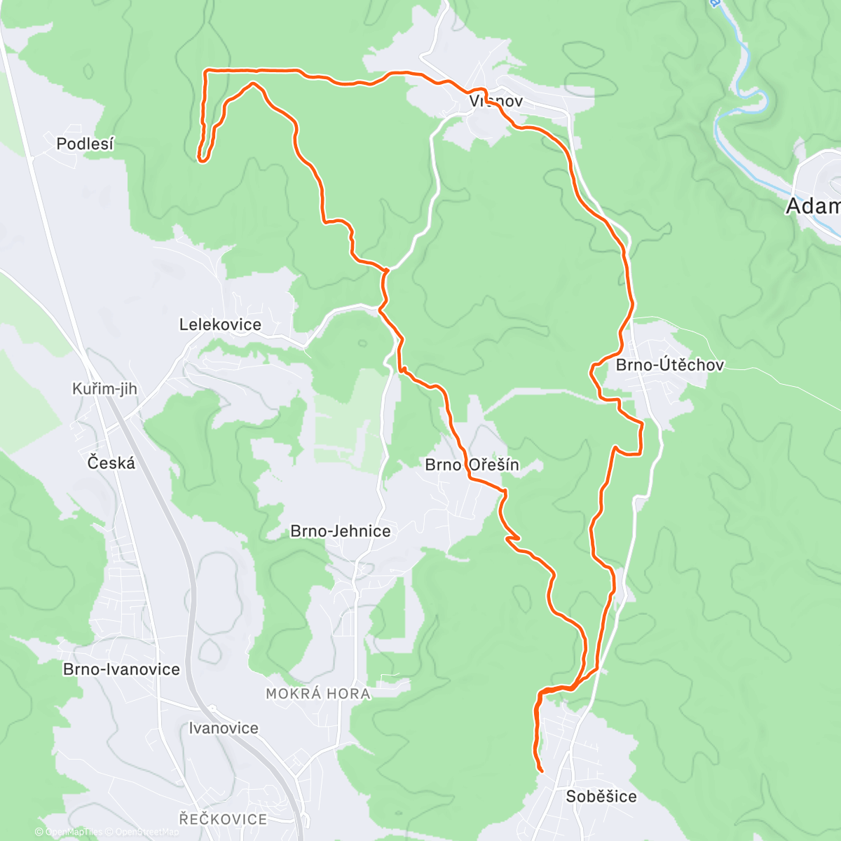 Map of the activity, Vánoční vytrvalost přes Babí lom