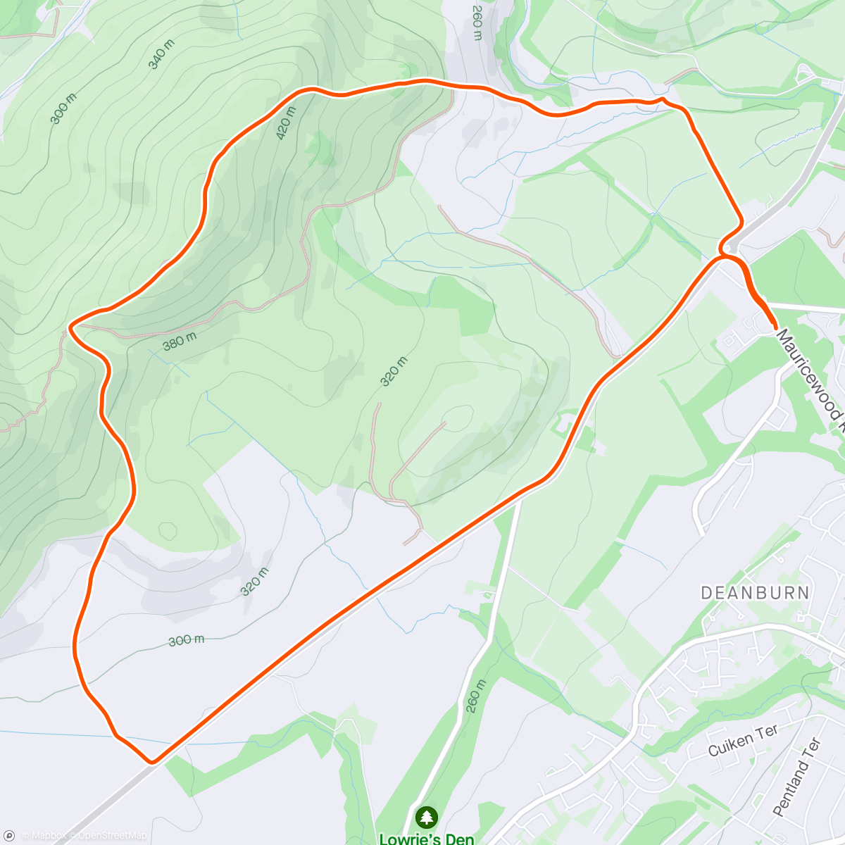 Map of the activity, Lovely hill jog!