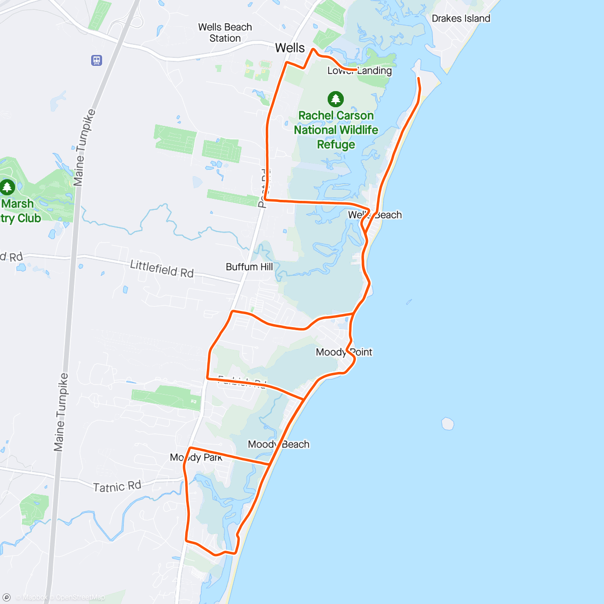 Карта физической активности (Maine Coast Half Marathon)
