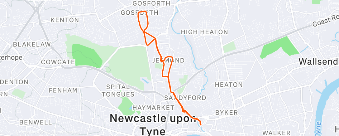 Map of the activity, Afternoon Run