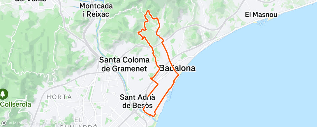 Mapa da atividade, Bicicleta de montaña por la tarde