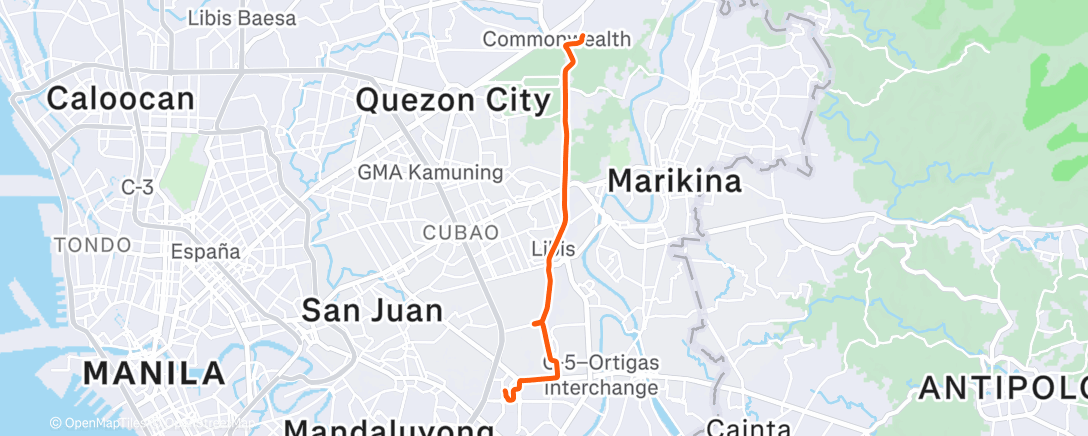 Map of the activity, Morning Ride