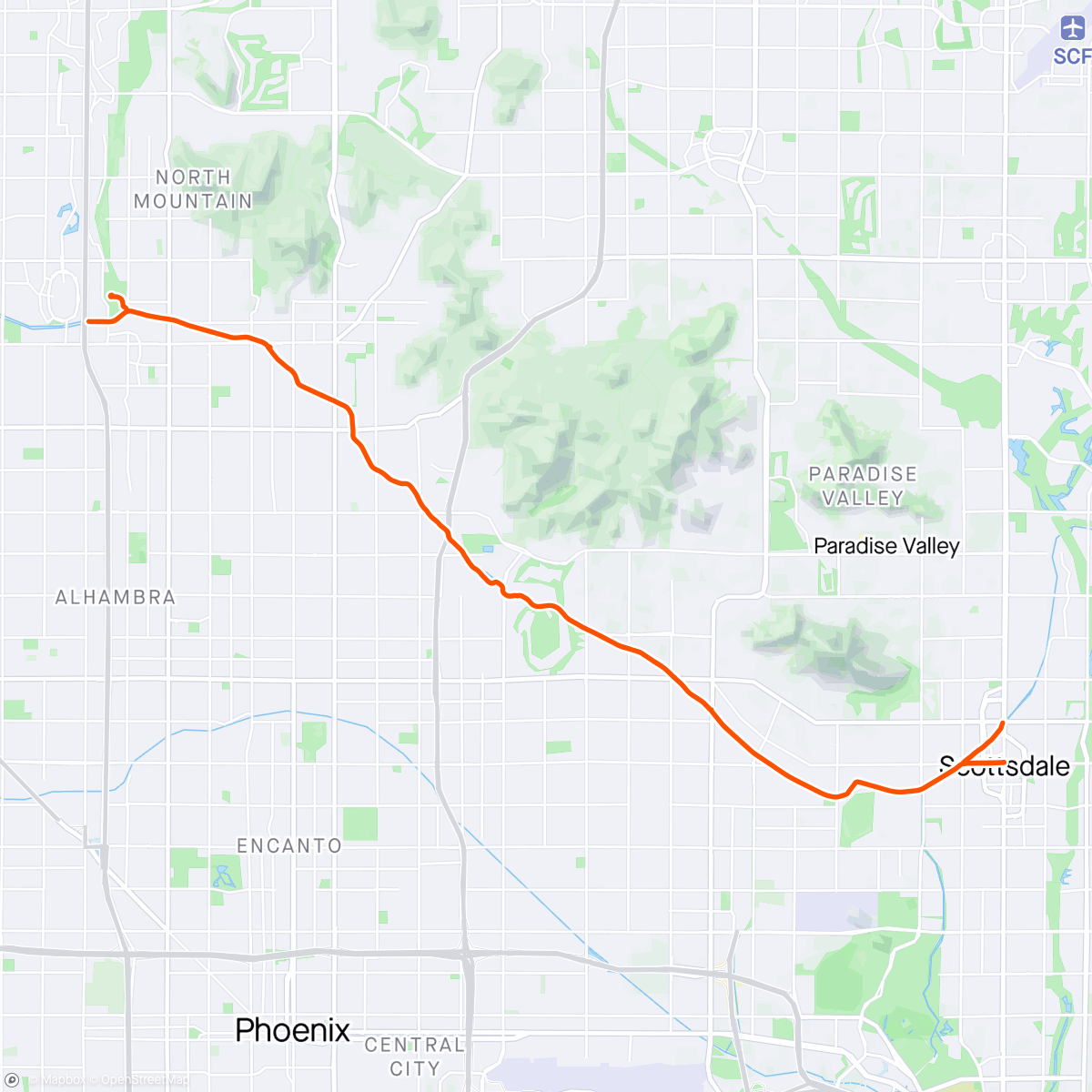 Map of the activity, Last ride in Phoenix