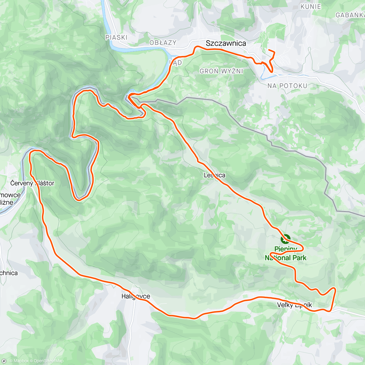 Map of the activity, Pieniny  Ride