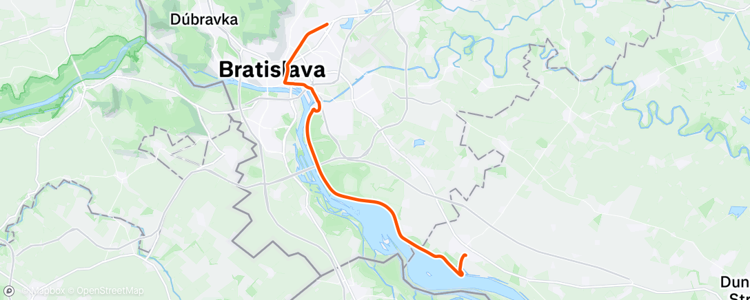 Map of the activity, Cesta do mesta ride