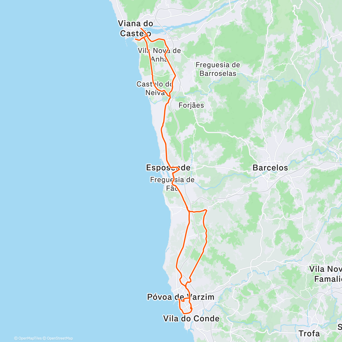 Map of the activity, Volta de bicicleta matinal