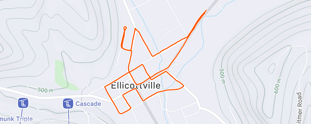 Map of the activity, Morning EVL Run
