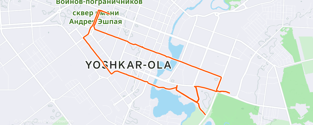 Map of the activity, Бег + 5 вёрст | Йошкар-Ола