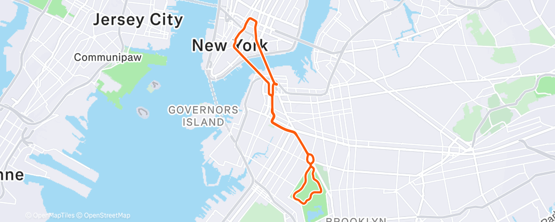 Map of the activity, Zwift - Thomas Klingler(RCC Munich)'s Meetup on The Greenway in New York