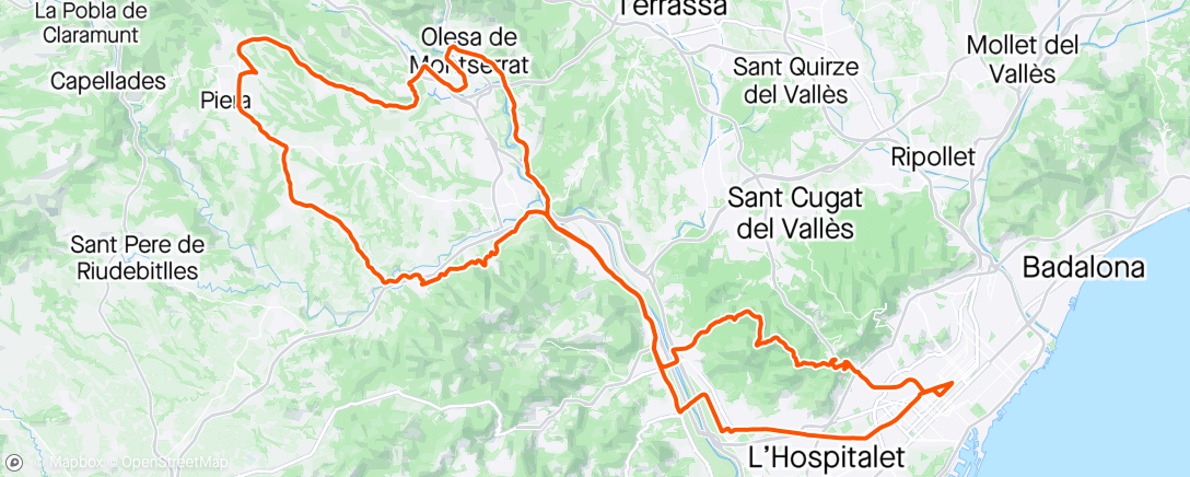 Map of the activity, Olesa - Hostalets de Pierola - Gelida