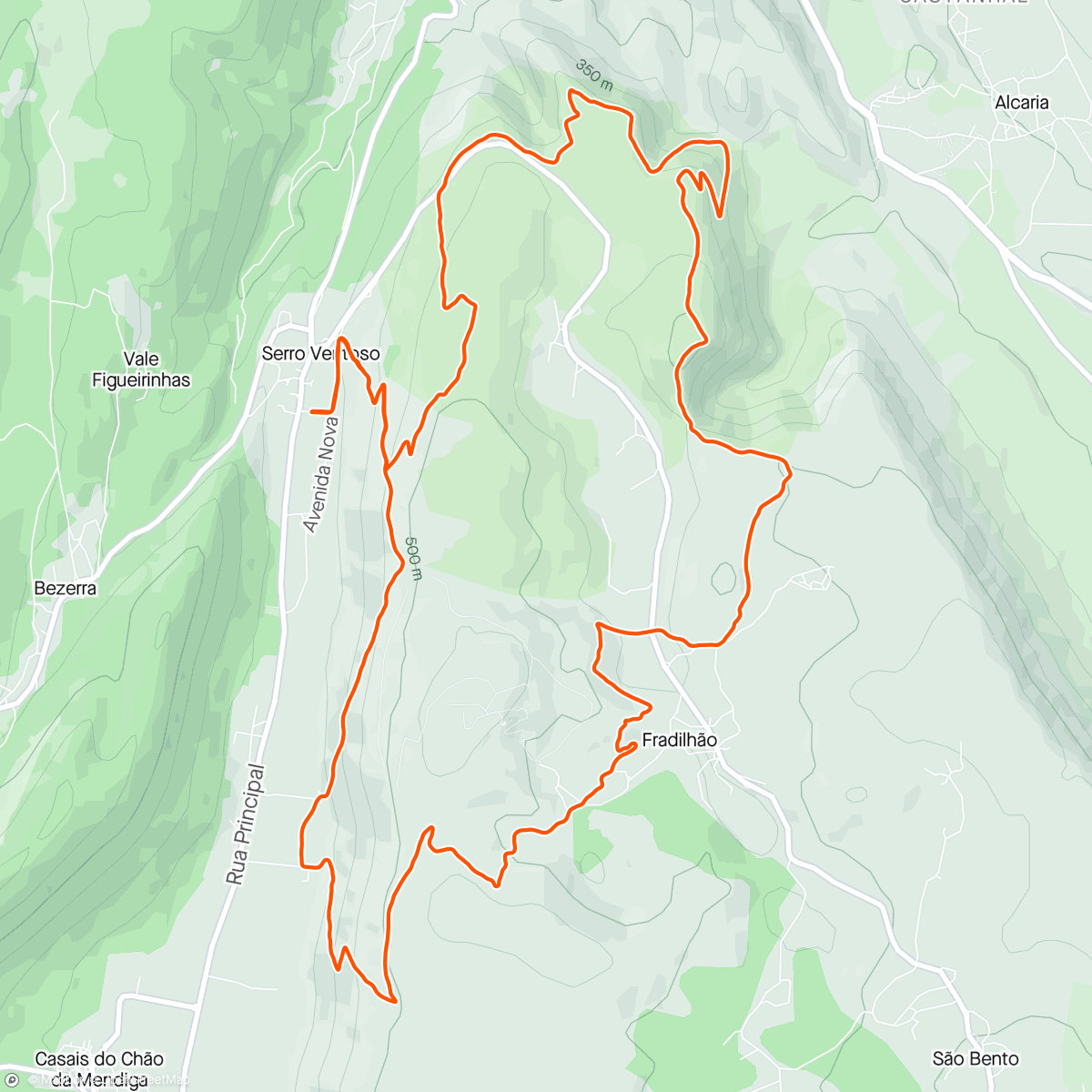Mapa de la actividad (Trail trilhos do alecrim.Porto mós subida a fornea)