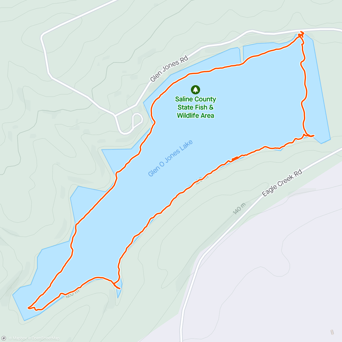Map of the activity, Glen O Jones Kayak