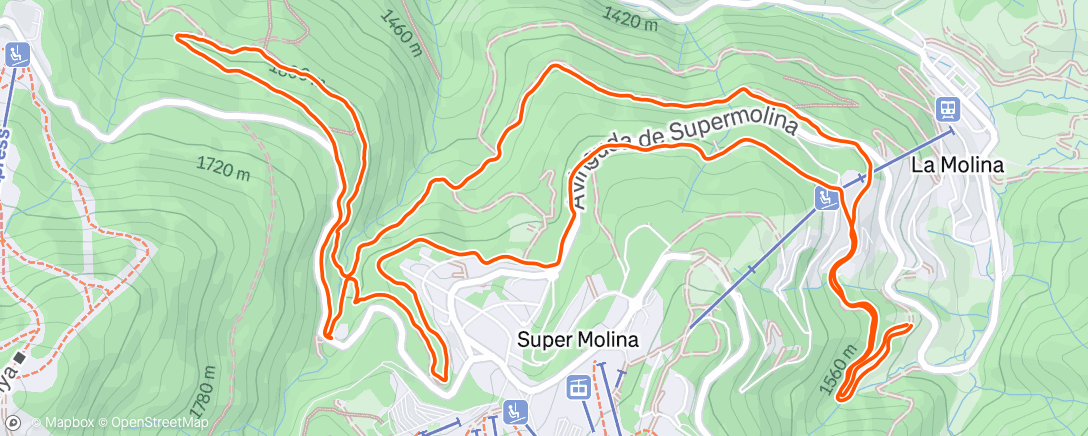 Map of the activity, Carrera de montaña vespertina