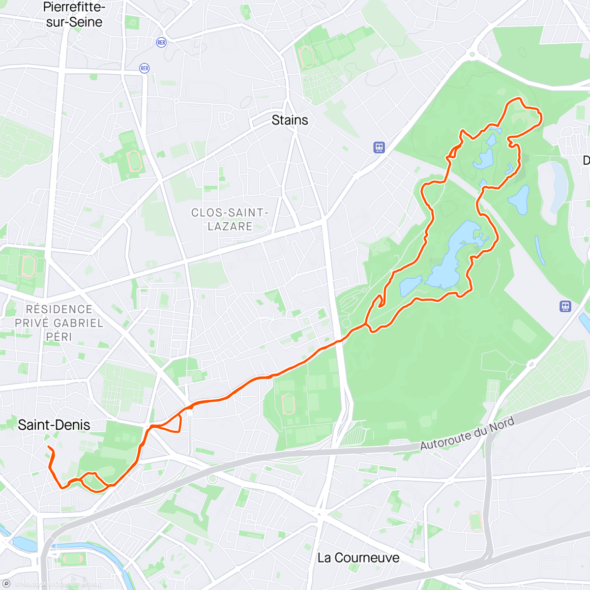 Map of the activity, Découverte trail Courneuve