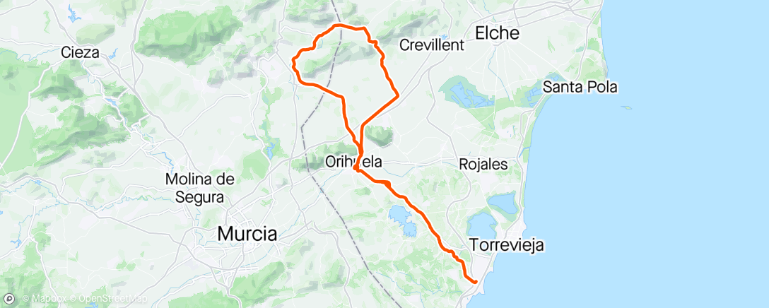 Mapa de la actividad, 4. etappe i Spania- og ja- regn! Skjelving i kropp og sykkelramme!