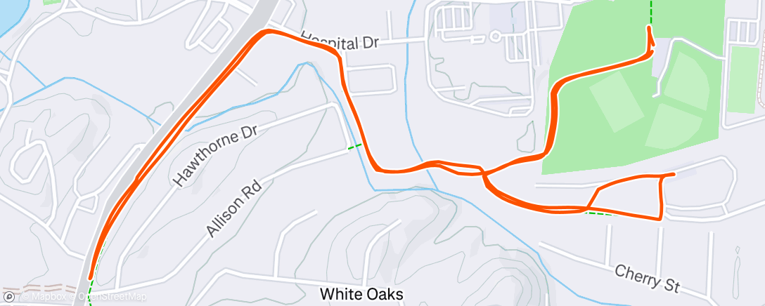 Map of the activity, Brevard greenway run with the whole fam!