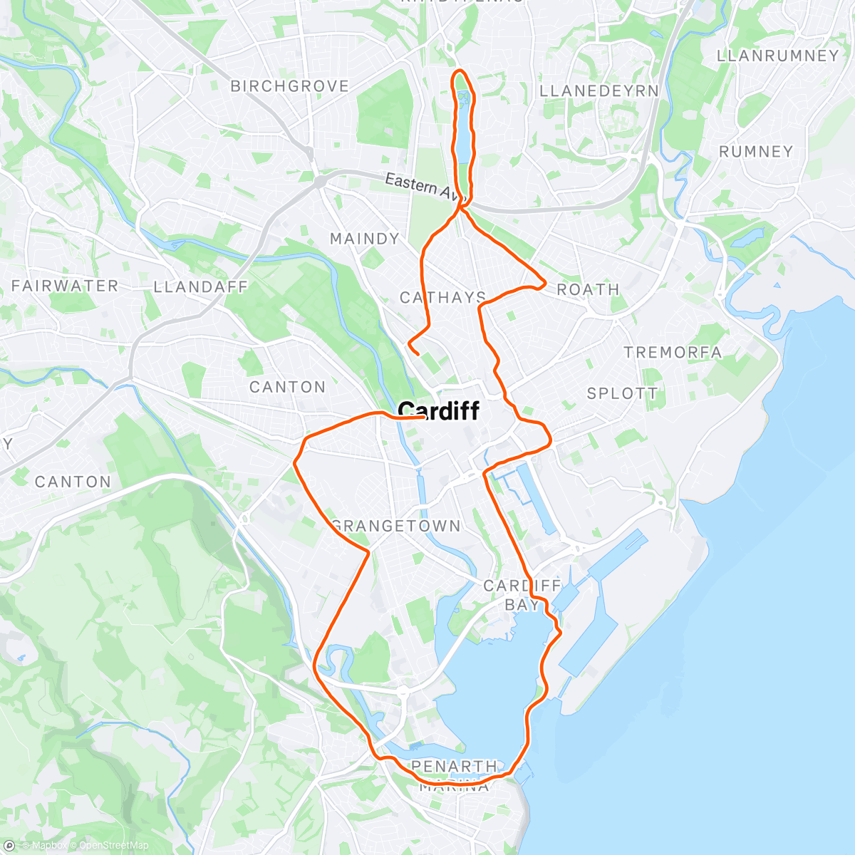 Map of the activity, Cardiff Half Marathon 2023