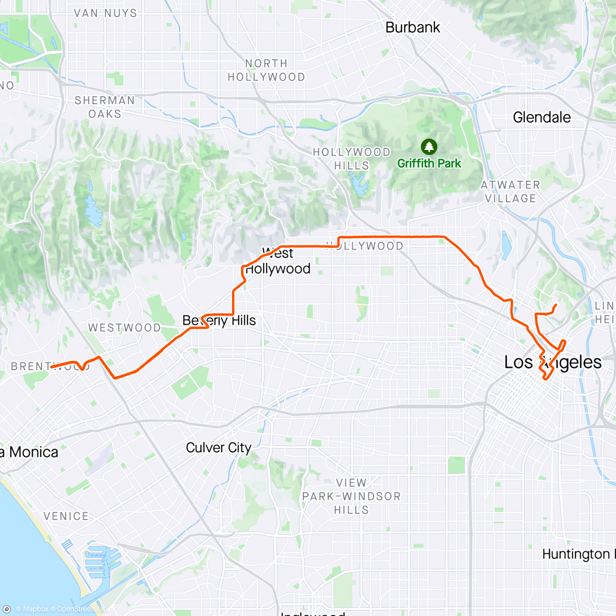 Map of the activity, LA Marathon