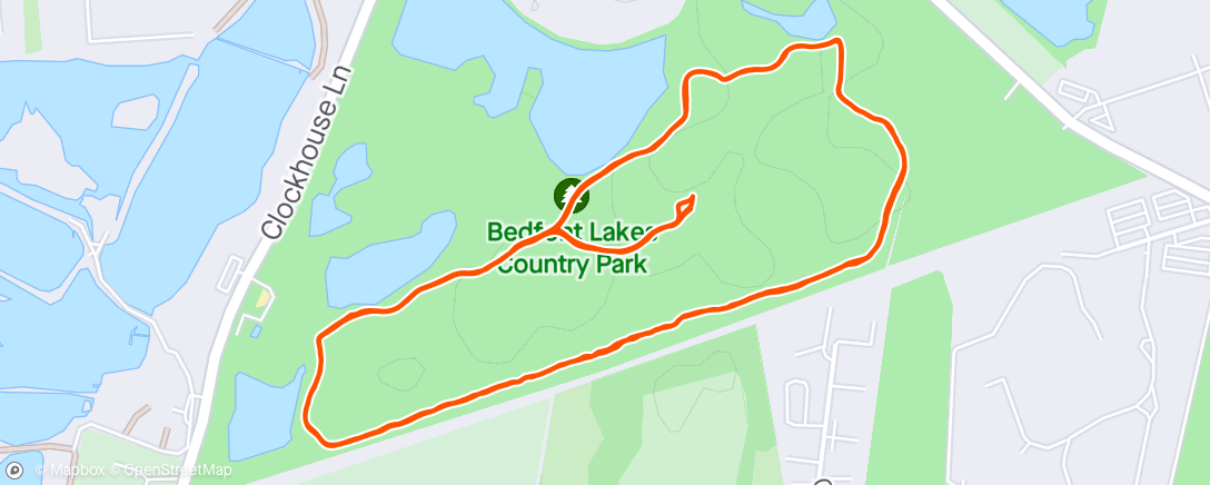 Map of the activity, Bedfont Lakes Parkrun #118