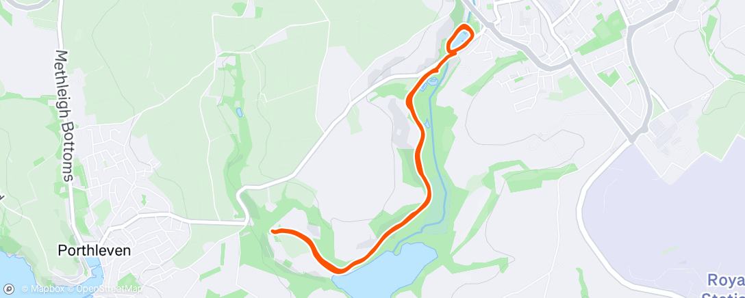 Map of the activity, Warm up ➡️ Penrose parkrun