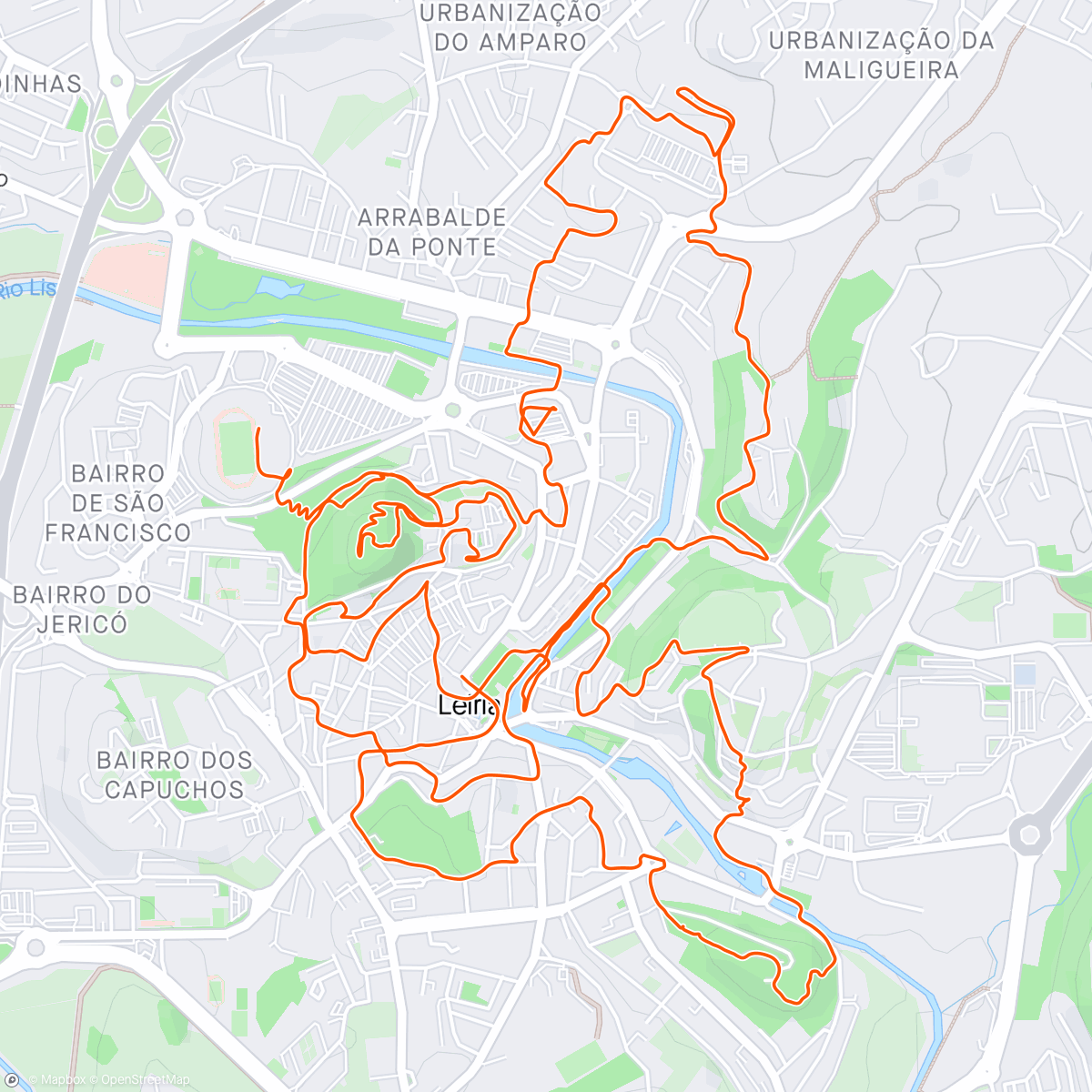Map of the activity, Leiria run by night Up and Down 🤪