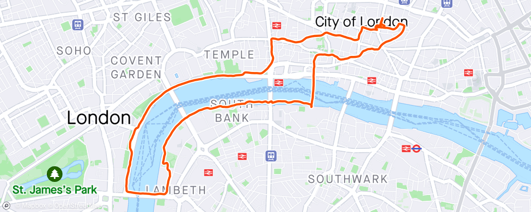 Map of the activity, London city run with the boys.