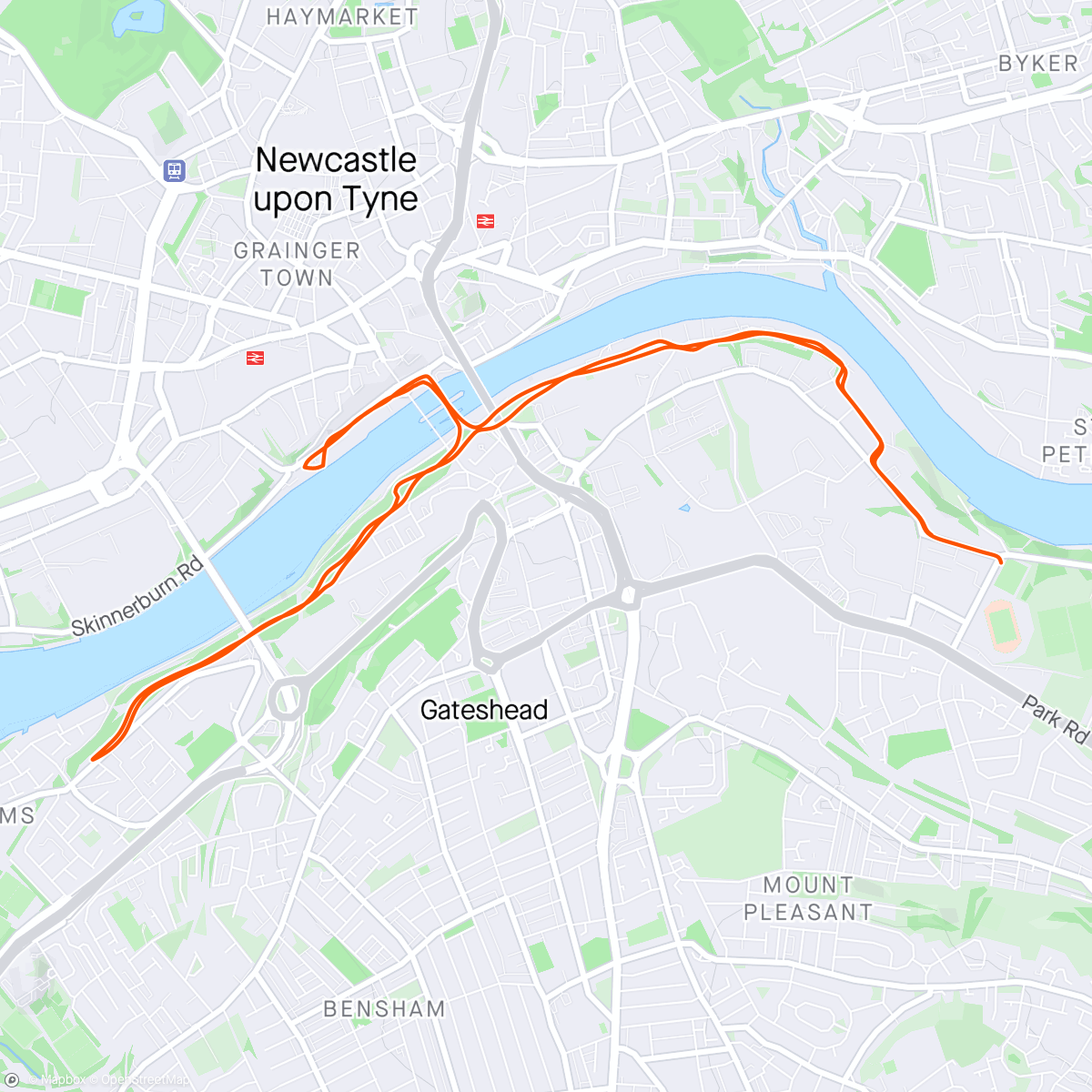 Map of the activity, Newcastle-Gateshead 10k 12/40