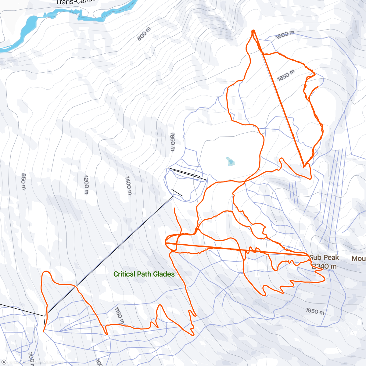 Map of the activity, Stoked at Revelstoke