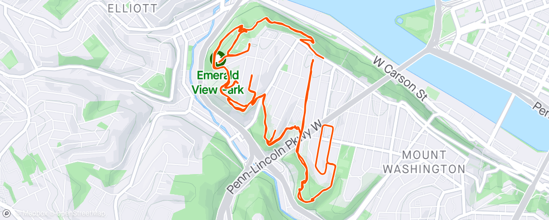 Map of the activity, Emerald View w/ Street Climbs