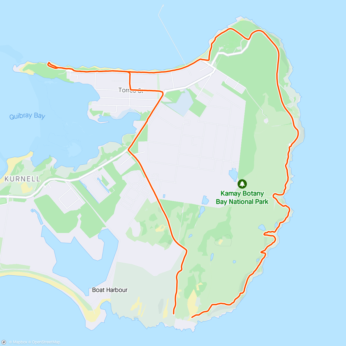 Map of the activity, Kurnell Classic into Lighthouse Loop