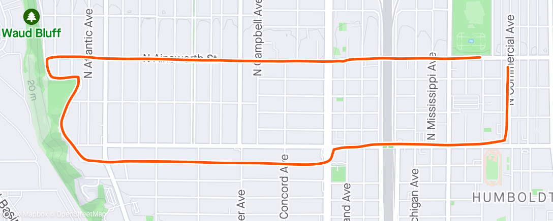 Map of the activity, Portland - Afternoon Run