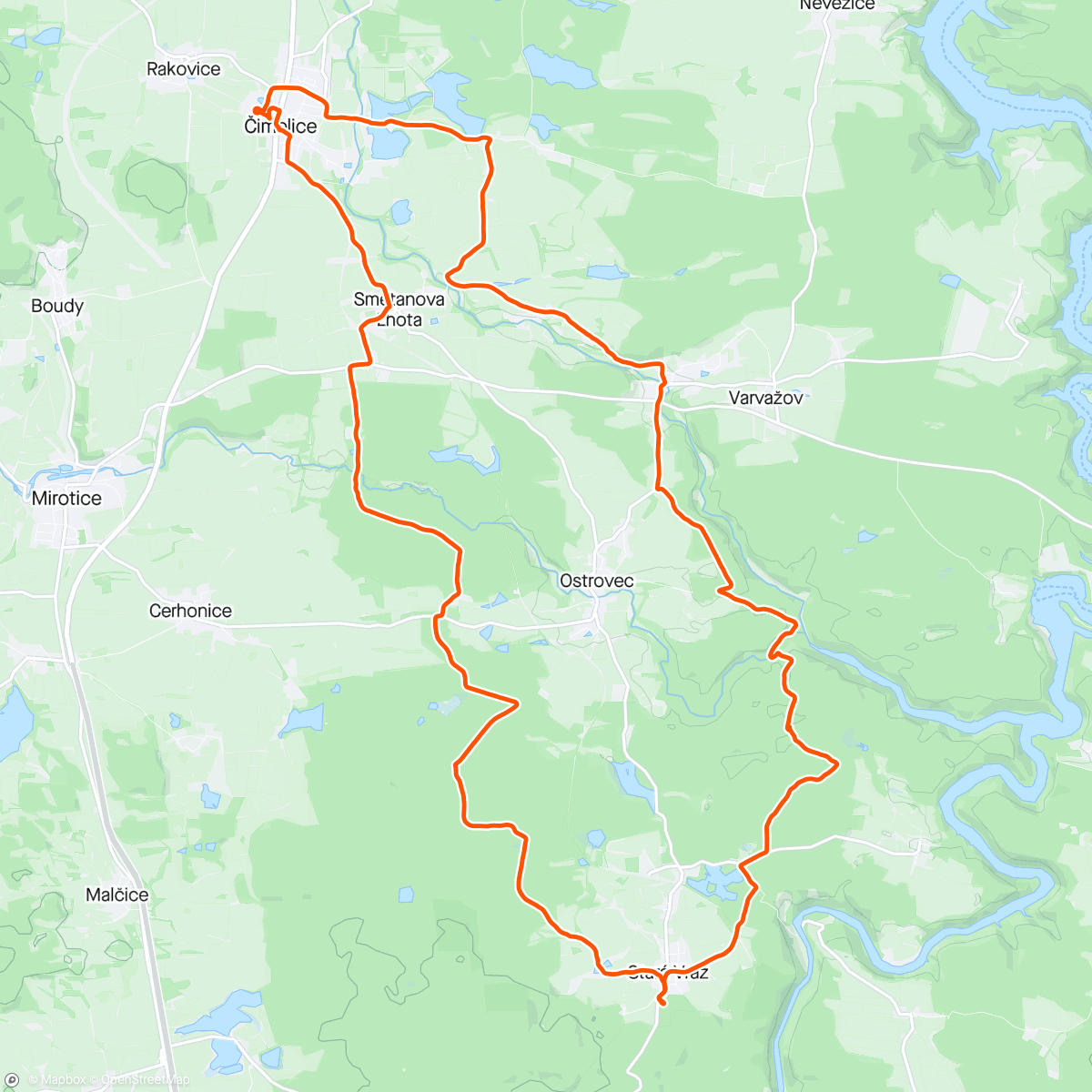 Mapa de la actividad, (NE)plánovaně do Čimelic