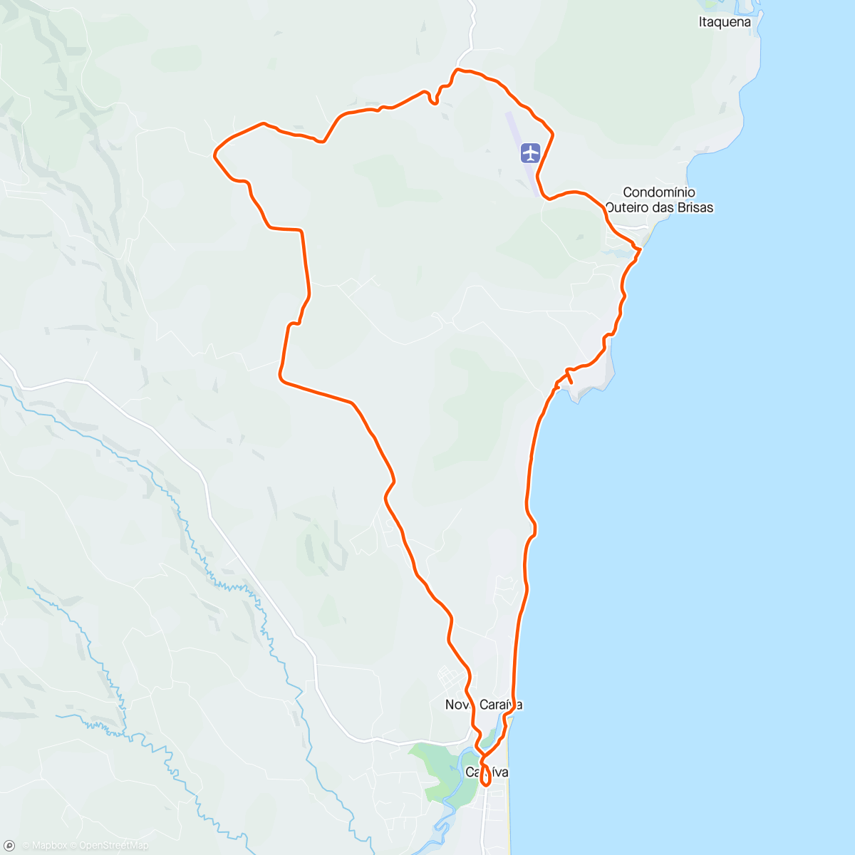 Mapa de la actividad (B day ride - Praia do Espelho a Caraiva)