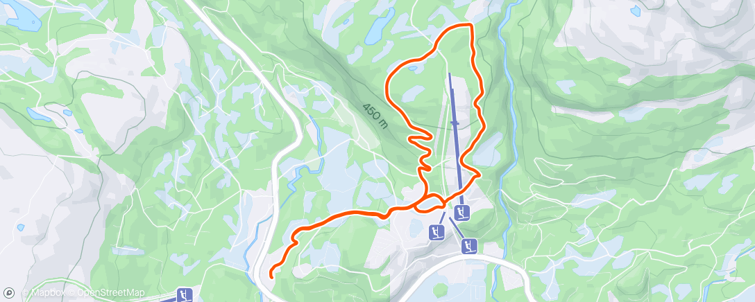 Map of the activity, Ski på rødt føre