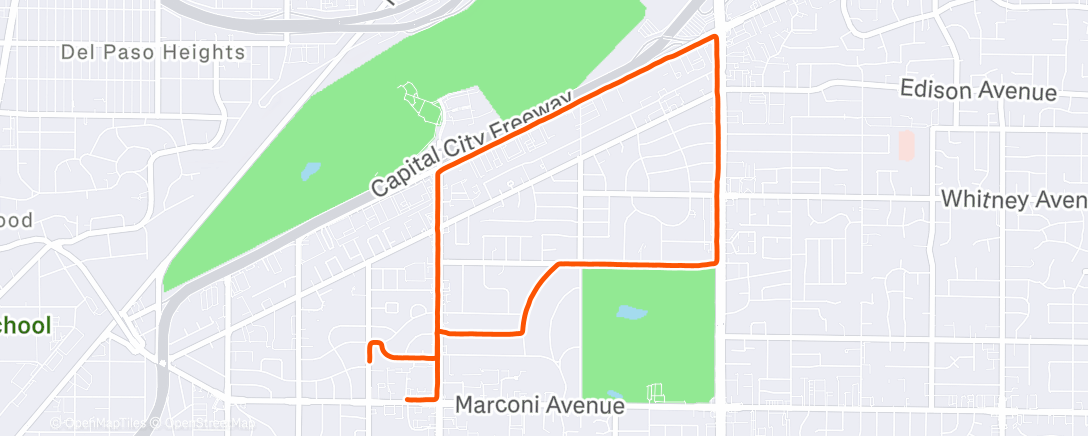 Map of the activity, Afternoon Run