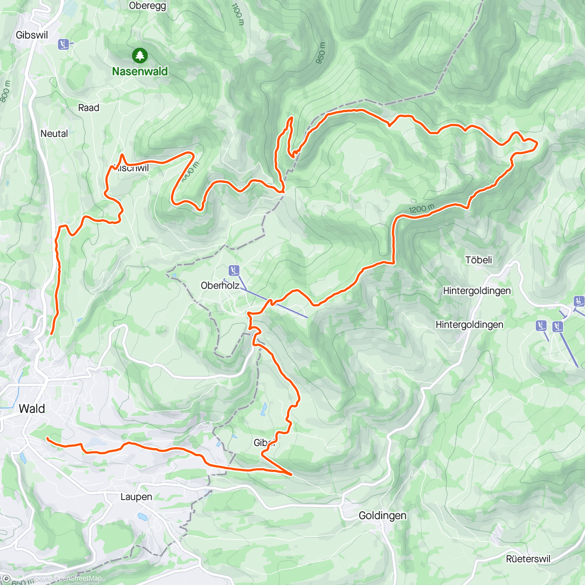 Map of the activity, Unter der Hand durchgehend schneefrei
